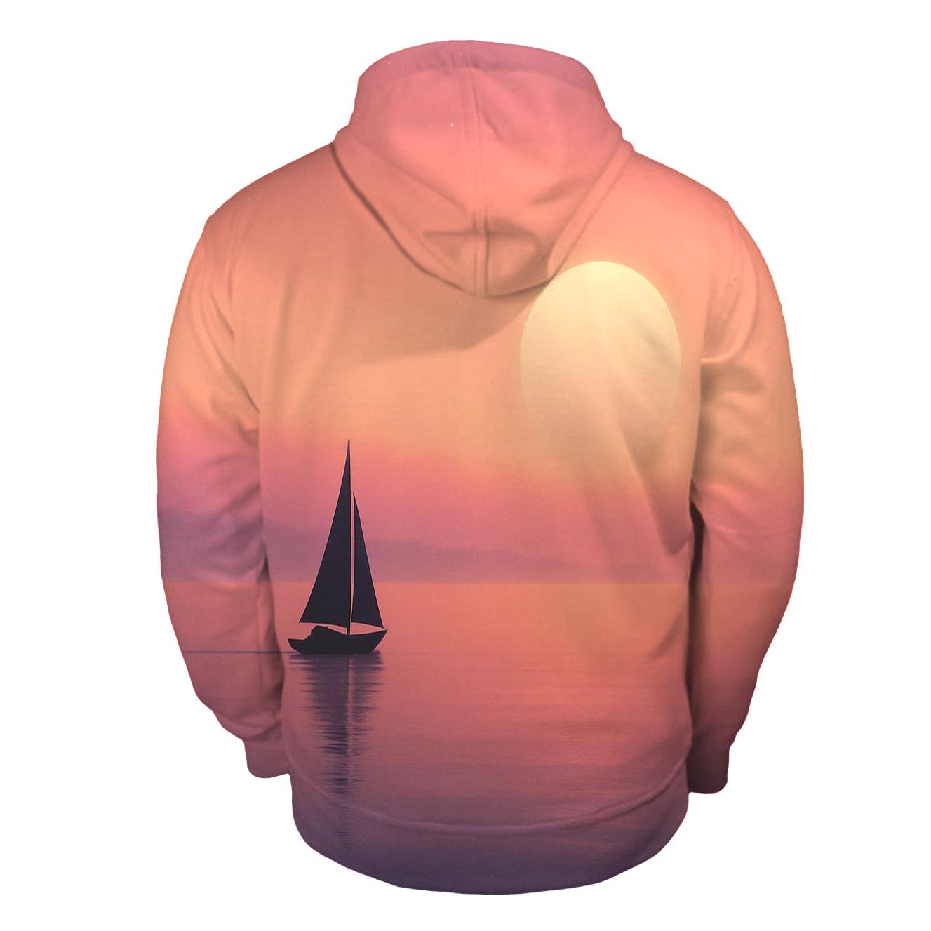 Sailboat In The Gradient Mist zip-up hoodies
