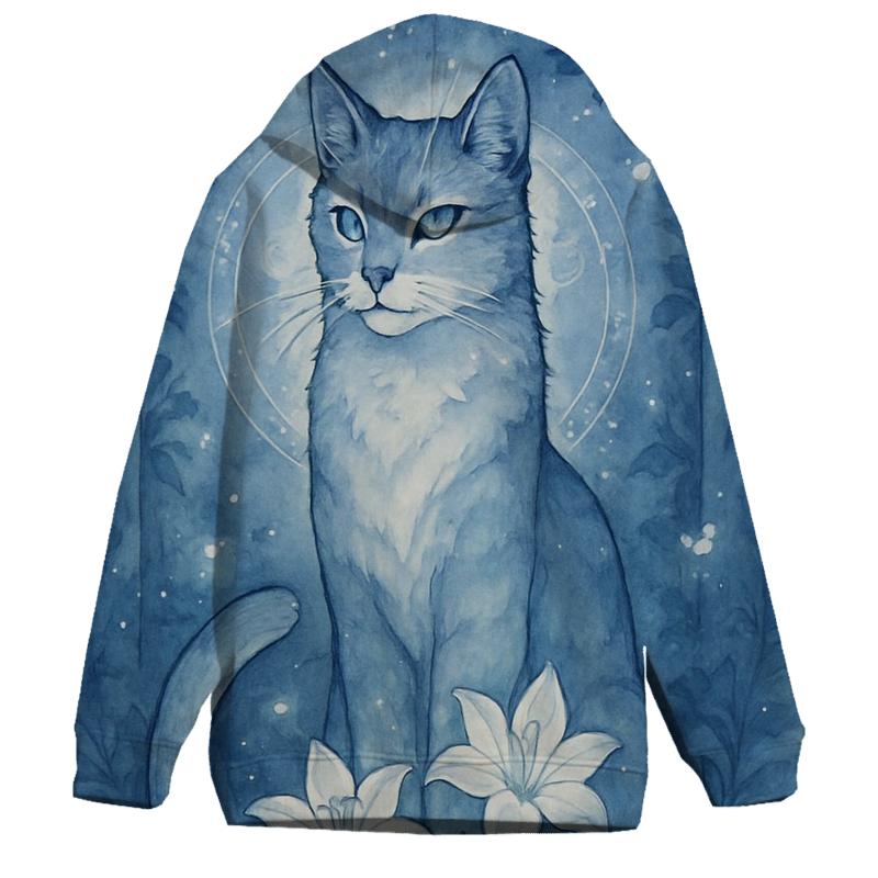 Moonlit Garden Guardian Cat hoodie designs