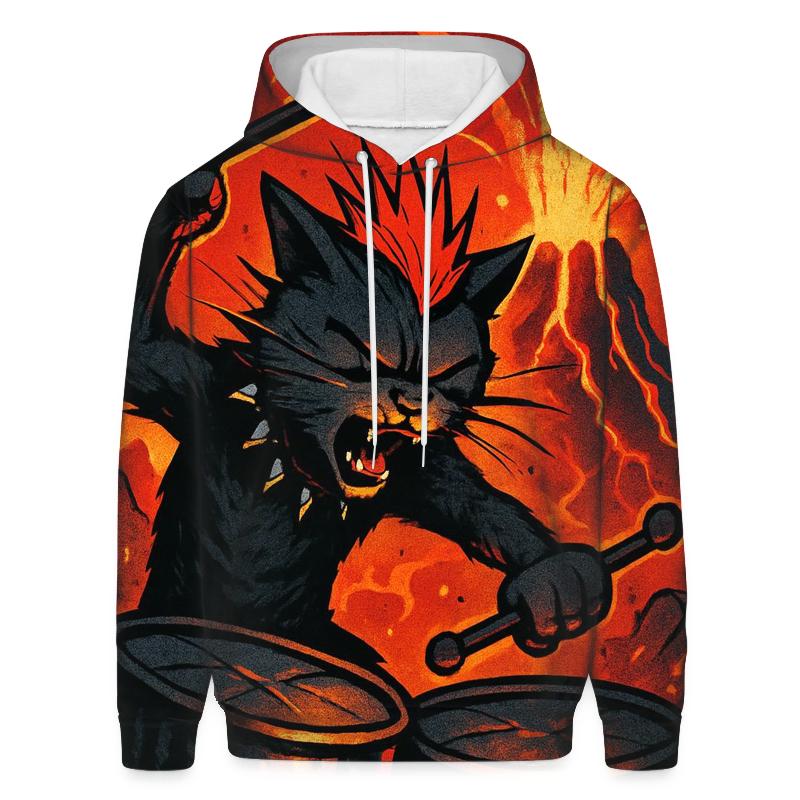 Volcanic Drummer Street Cat printed hoodies