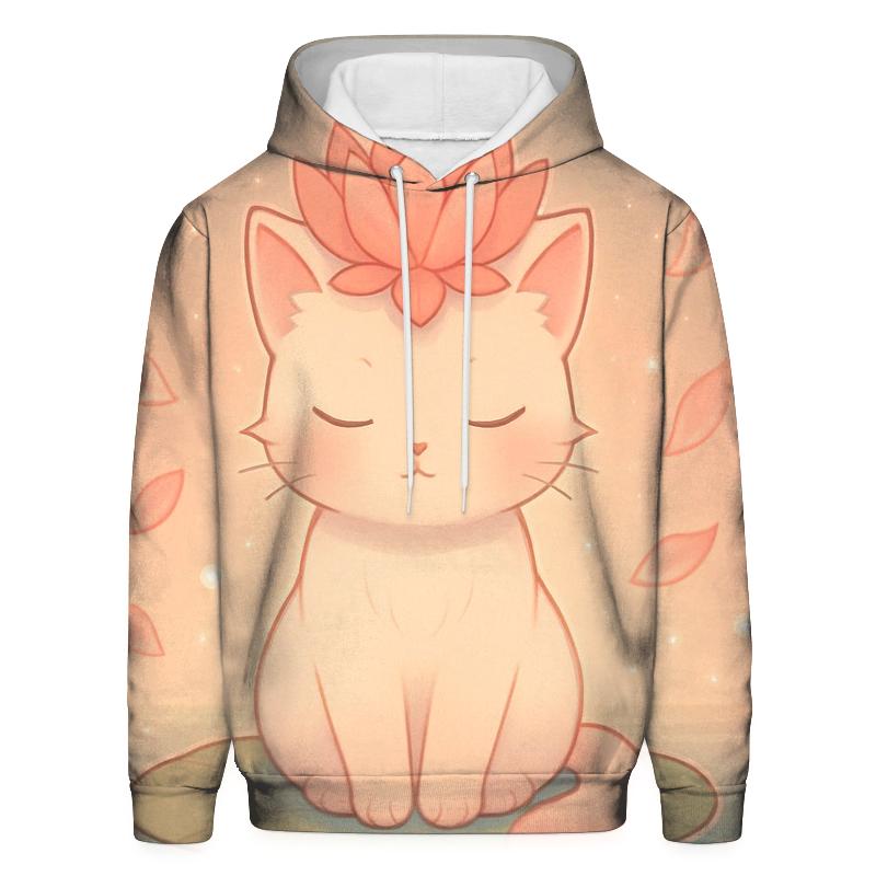 Floating Lotus Crown Cat printed hoodies