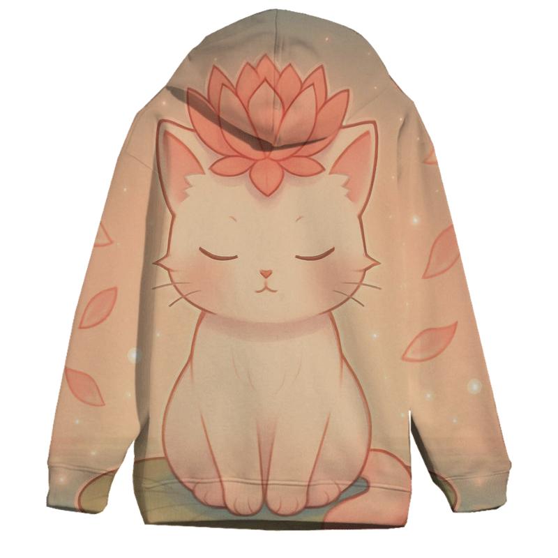 Floating Lotus Crown Cat printed hoodies