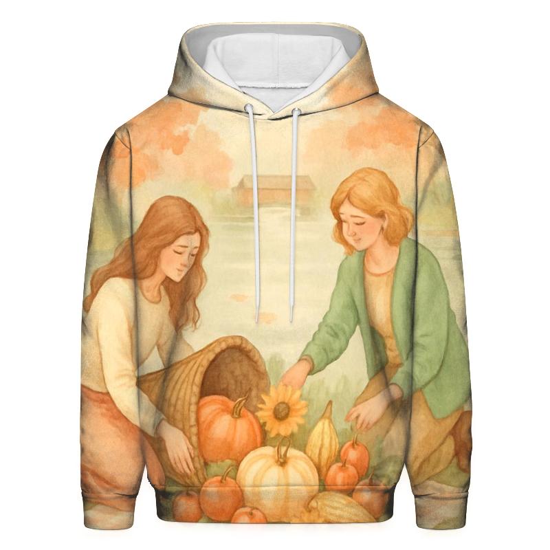 Cornucopia Riverbank Picnic Blessing printed hoodies