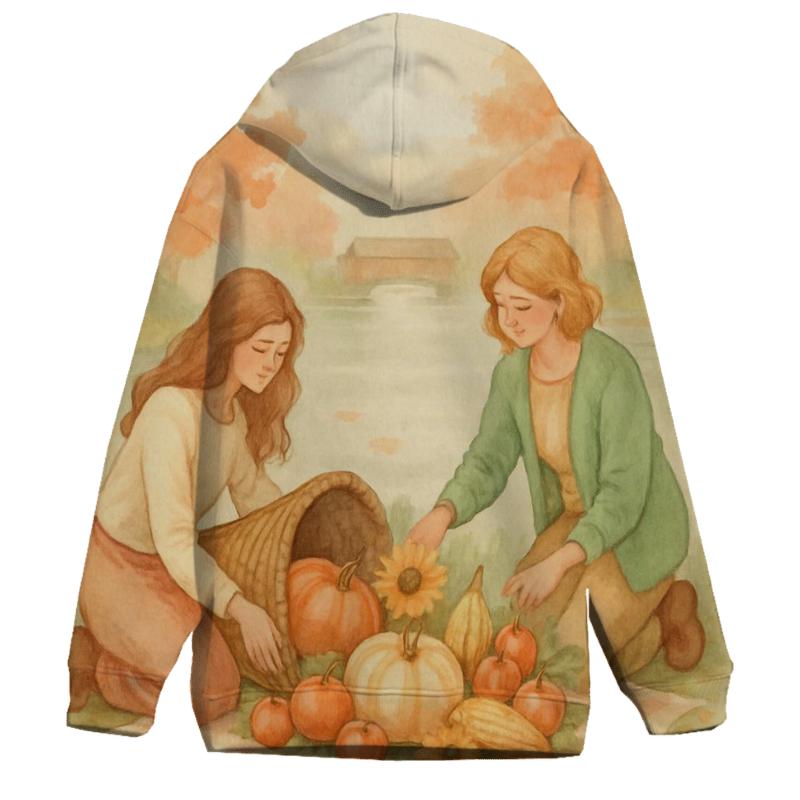 Cornucopia Riverbank Picnic Blessing printed hoodies