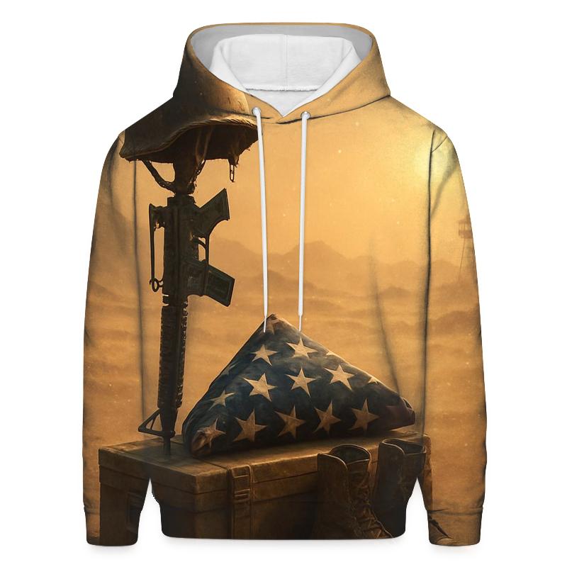 Folded Flag Memorial In Desert Silence hoodies fashion