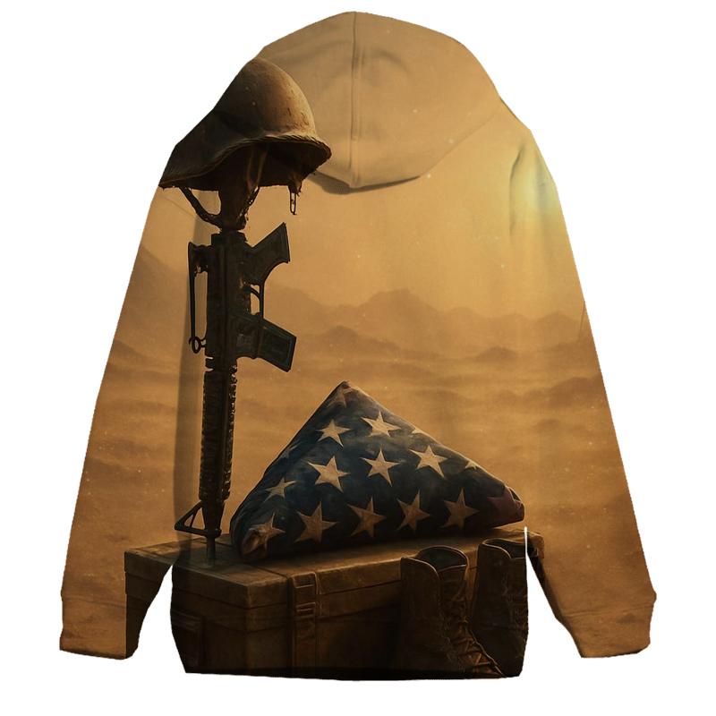 Folded Flag Memorial In Desert Silence hoodies fashion