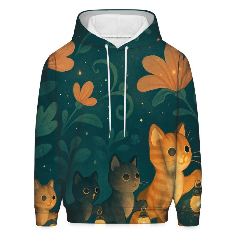 Lantern Garden Cat Parade printed hoodies
