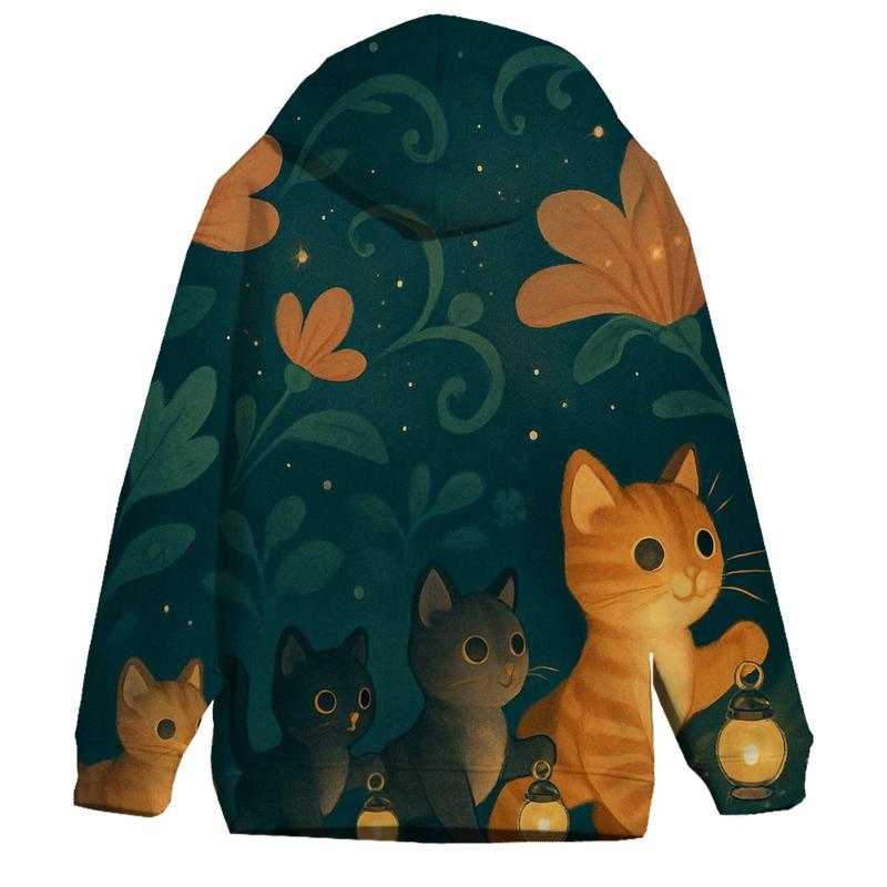 Lantern Garden Cat Parade printed hoodies