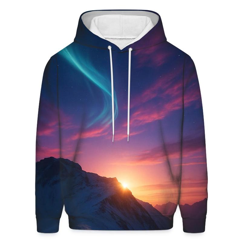 Aurora Sunset Over Snow Ridge custom hoodies