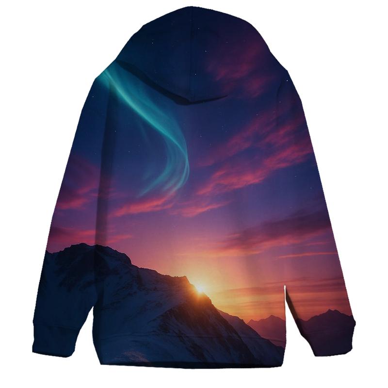Aurora Sunset Over Snow Ridge custom hoodies