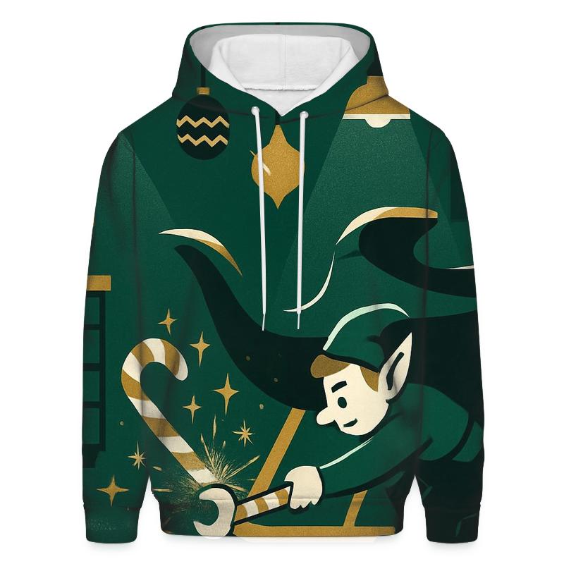 Elf Sleigh Tune Up Garage printed hoodies