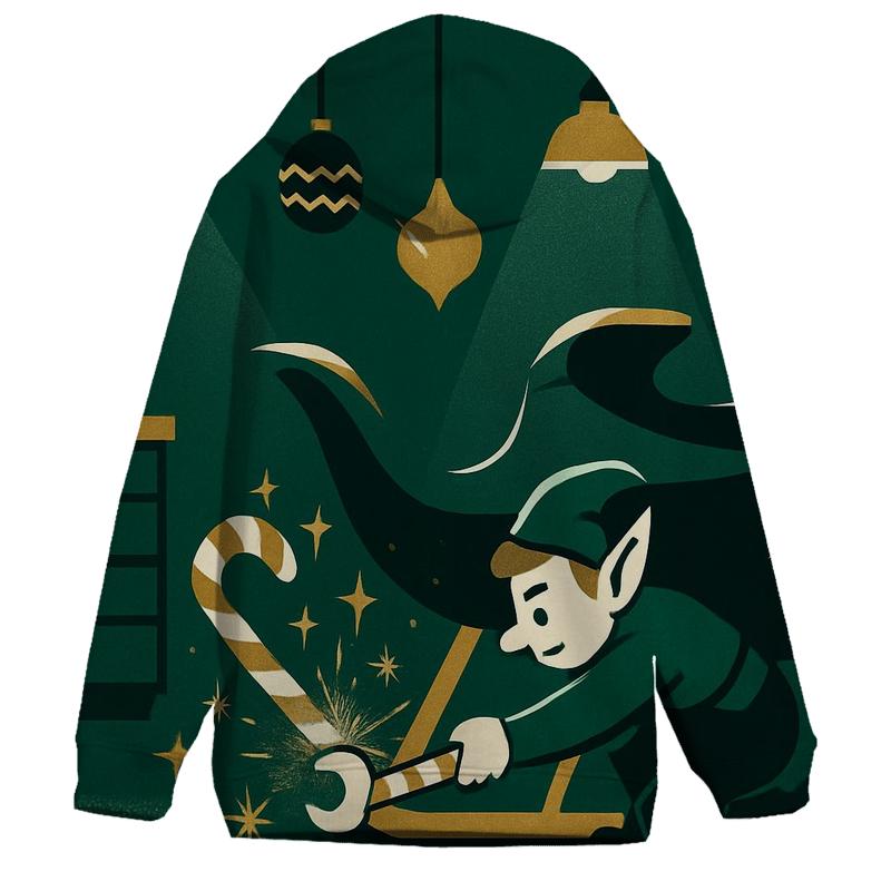 Elf Sleigh Tune Up Garage printed hoodies