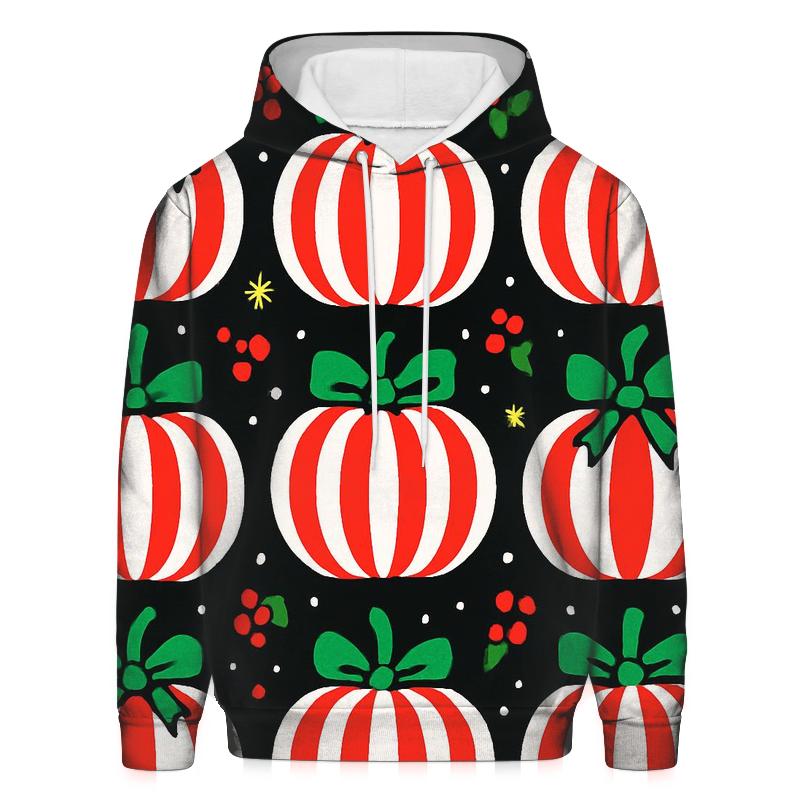 Candy Cane Stripe Pumpkins On Black Background embroidered hoodies