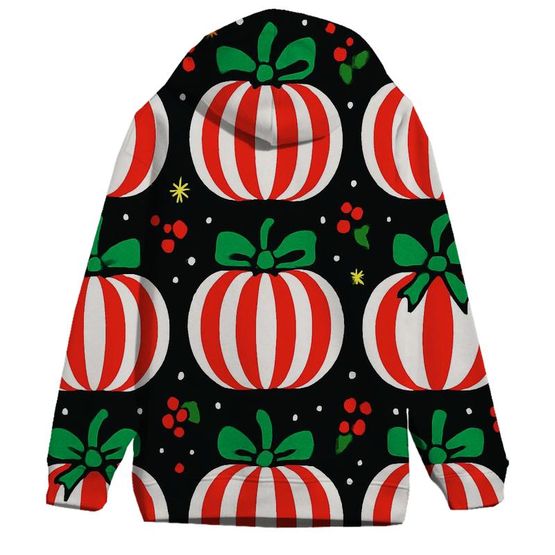 Candy Cane Stripe Pumpkins On Black Background embroidered hoodies