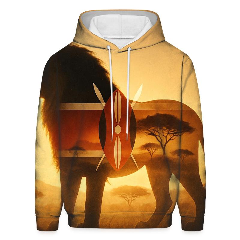 Kenya Savannah Double Exposure Roar premium hoodies