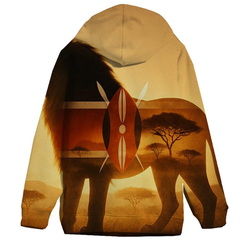 Kenya Savannah Double Exposure Roar premium hoodies