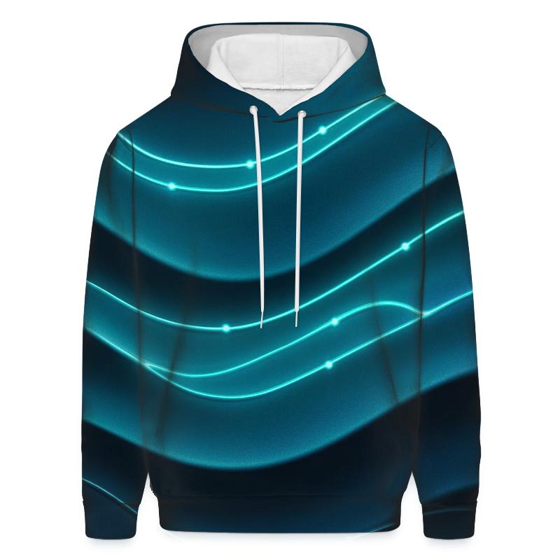 Teal Velvet Wave Circuit embroidered hoodies