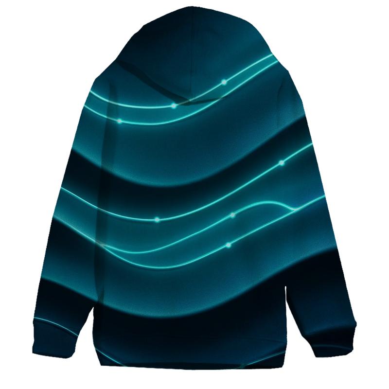 Teal Velvet Wave Circuit embroidered hoodies