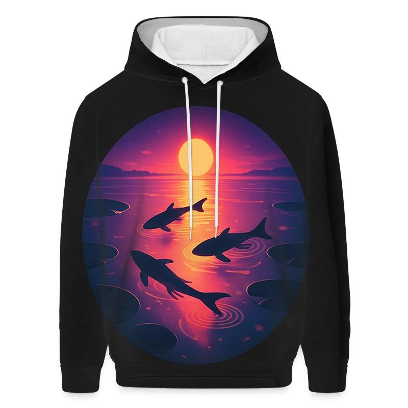 Koi Sun Path Reflection embroidered hoodies