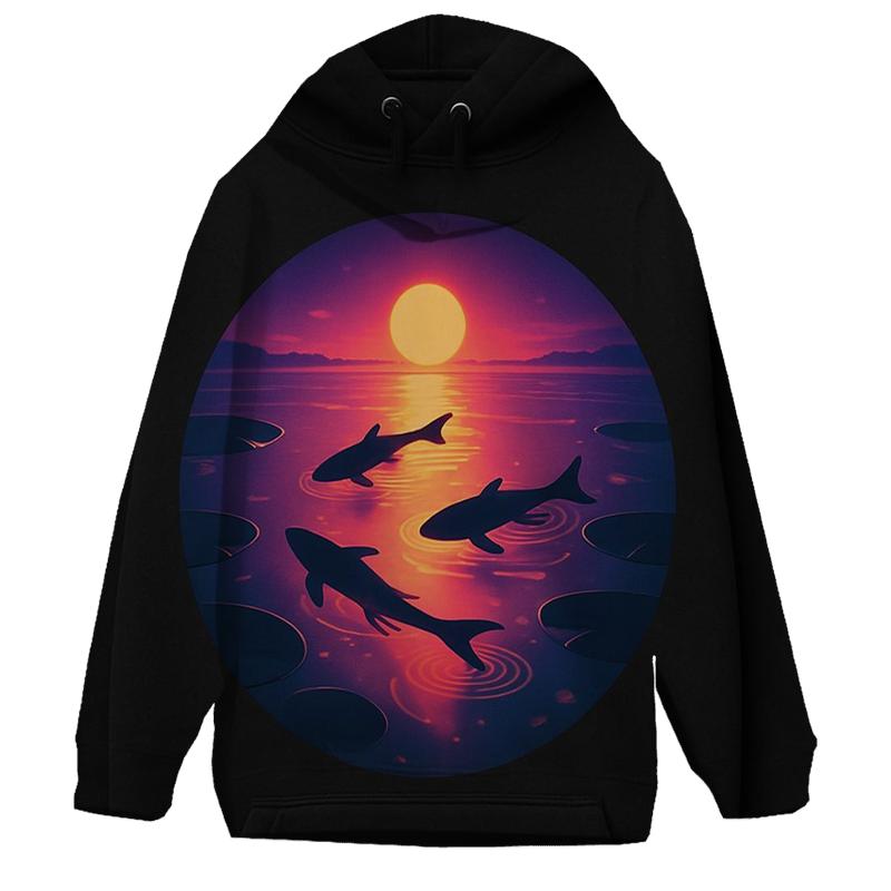 Koi Sun Path Reflection embroidered hoodies