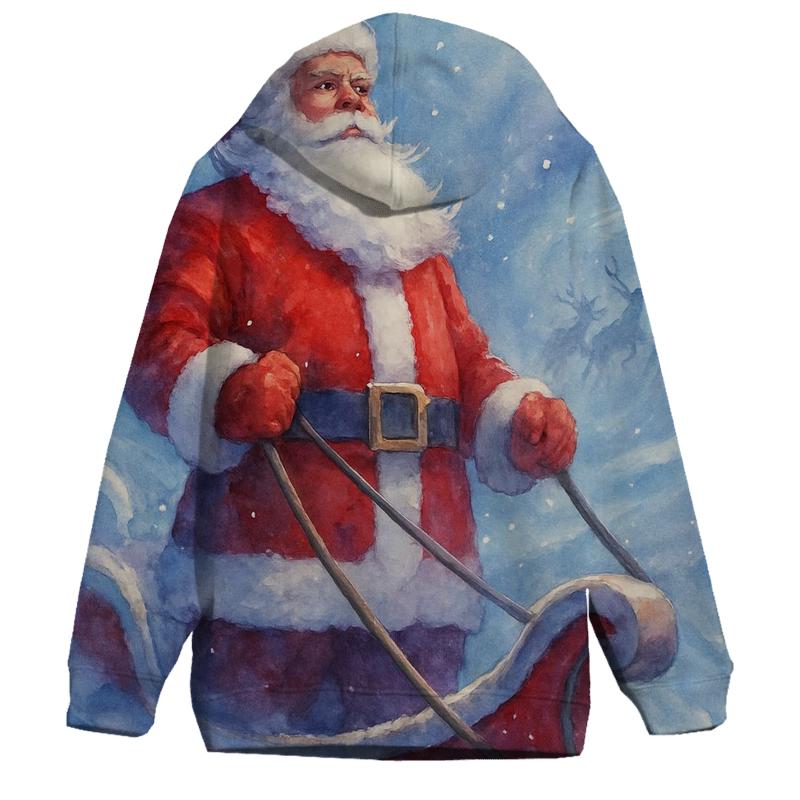 Watercolor Blizzard Sleigh Guardian embroidered hoodies