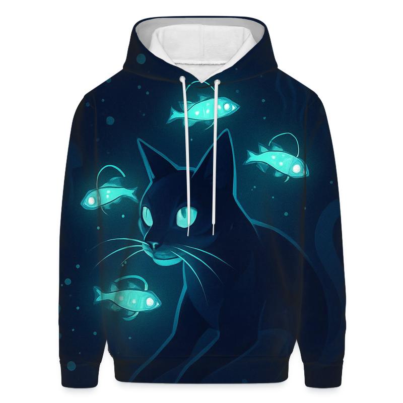 Deep Sea Lantern Cat embroidered hoodies