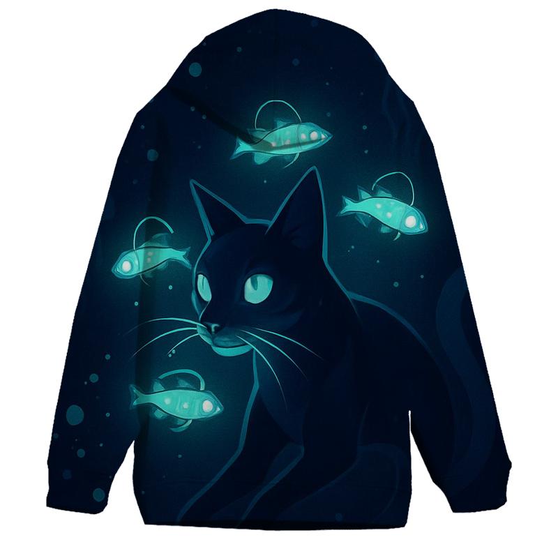 Deep Sea Lantern Cat embroidered hoodies