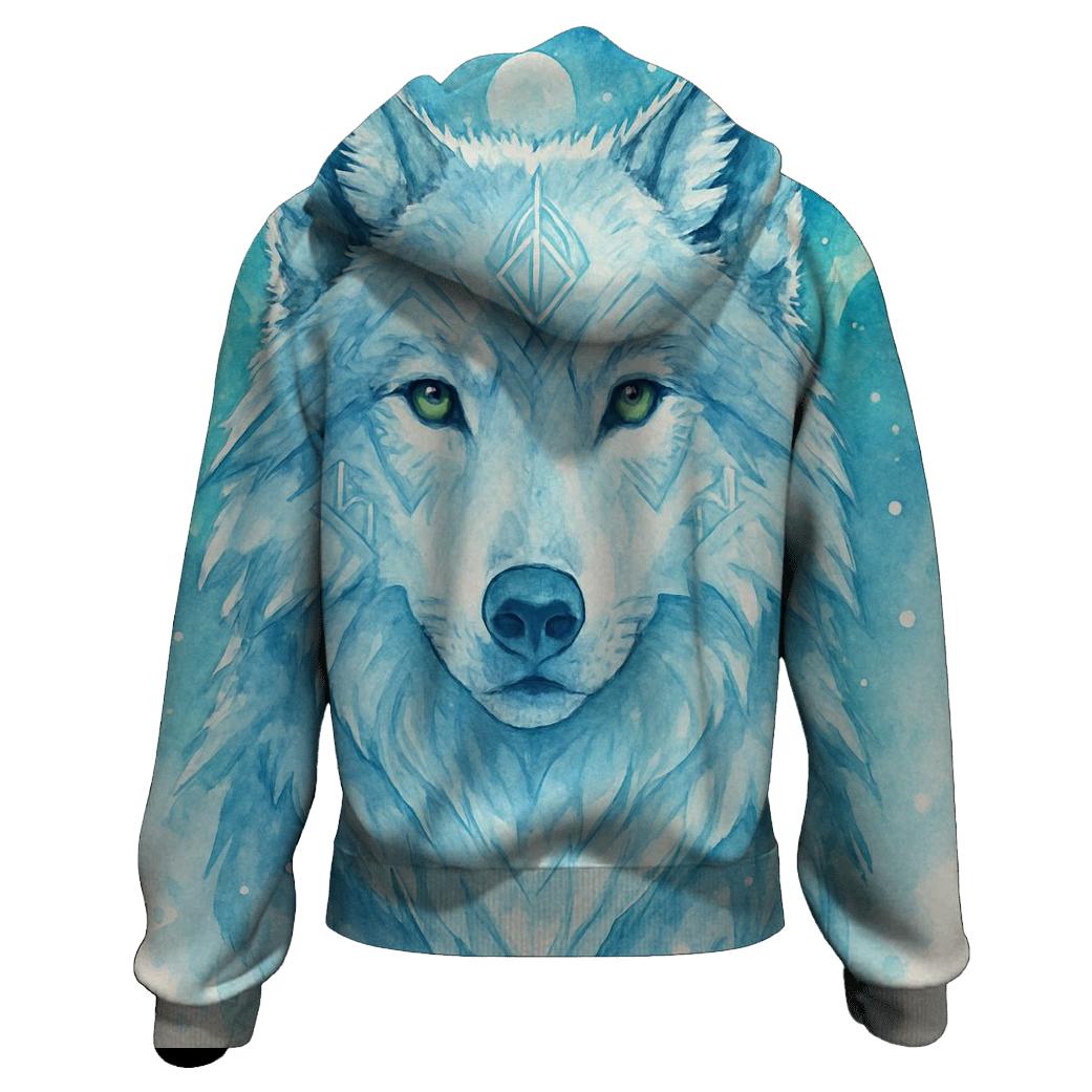 Aurora Runic Wolf Sentinel zip-up hoodies