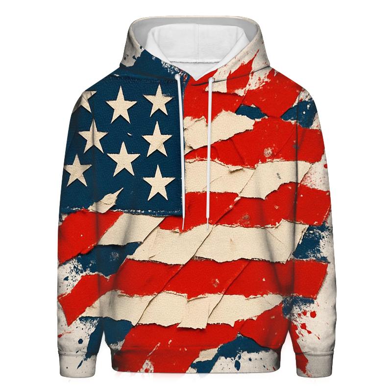 Abstract Patchwork Patriot Collage lightweight hoodies