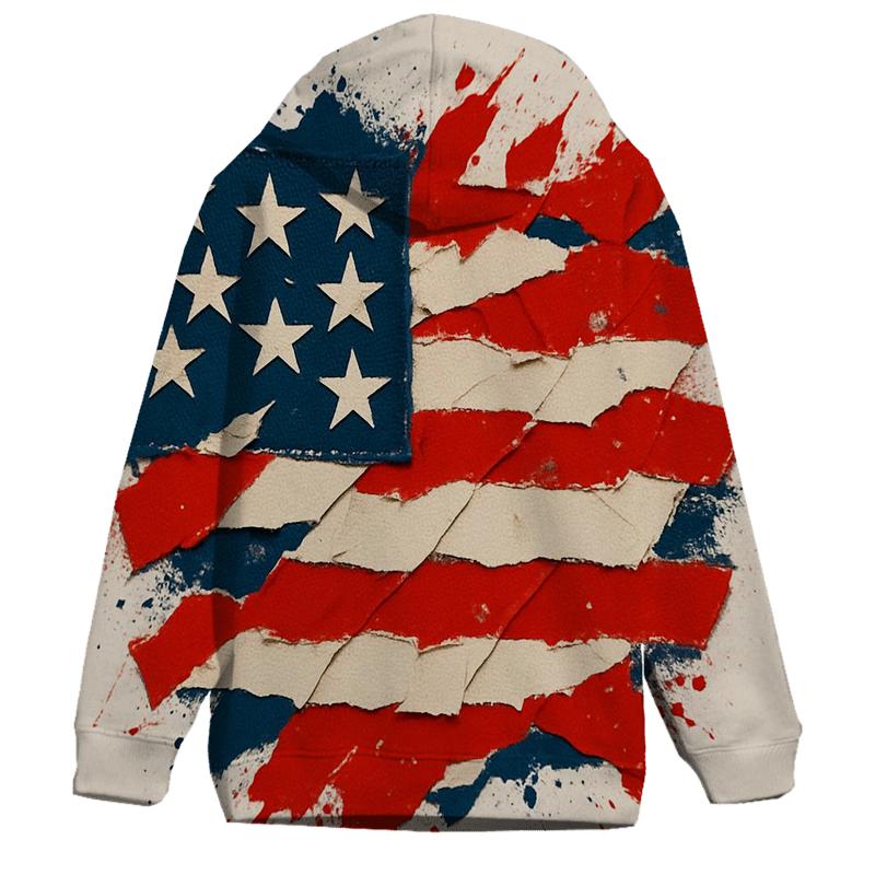 Abstract Patchwork Patriot Collage lightweight hoodies