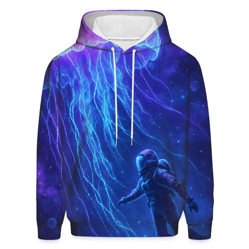 Neon Jellyfish Nebula Drift graphic hoodies