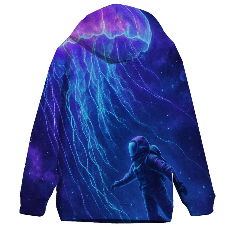 Neon Jellyfish Nebula Drift graphic hoodies