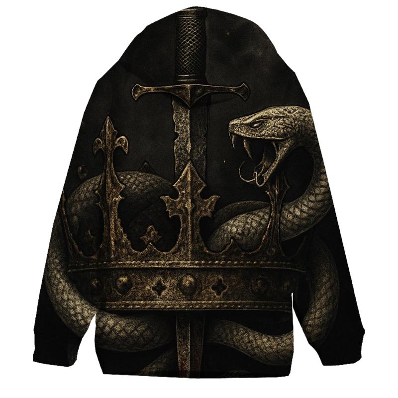 Crown Of Decay And Serpent Steel graphic hoodies