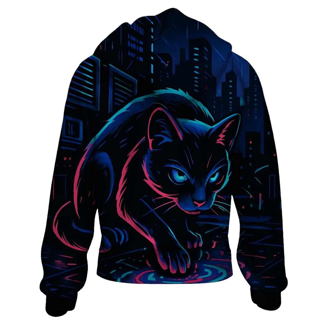 Neon Alley Circuit Cat premium hoodies