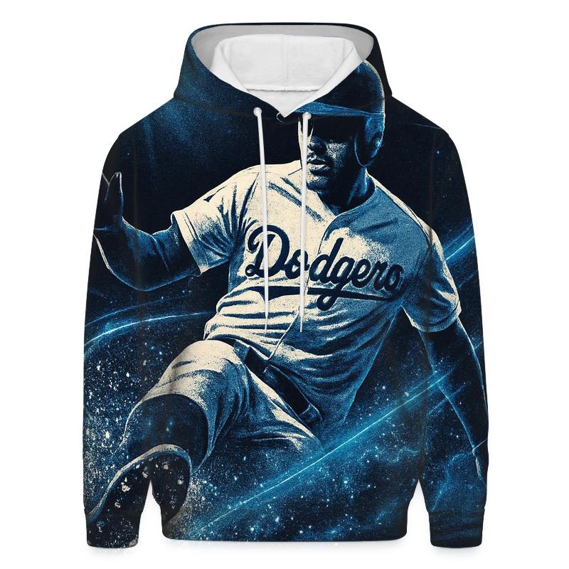 Steel Blue Slide Into Stardust printed hoodies