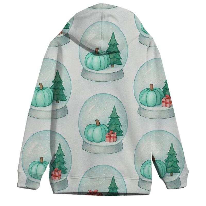 Mint Snow Globe Pumpkins On Light Gray Background pullover hoodies