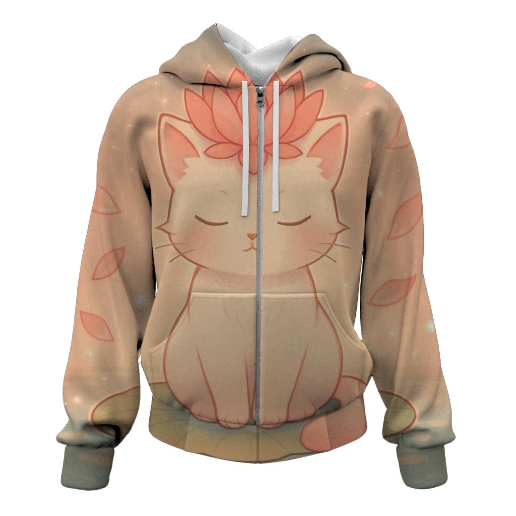 Floating Lotus Crown Cat printed hoodies