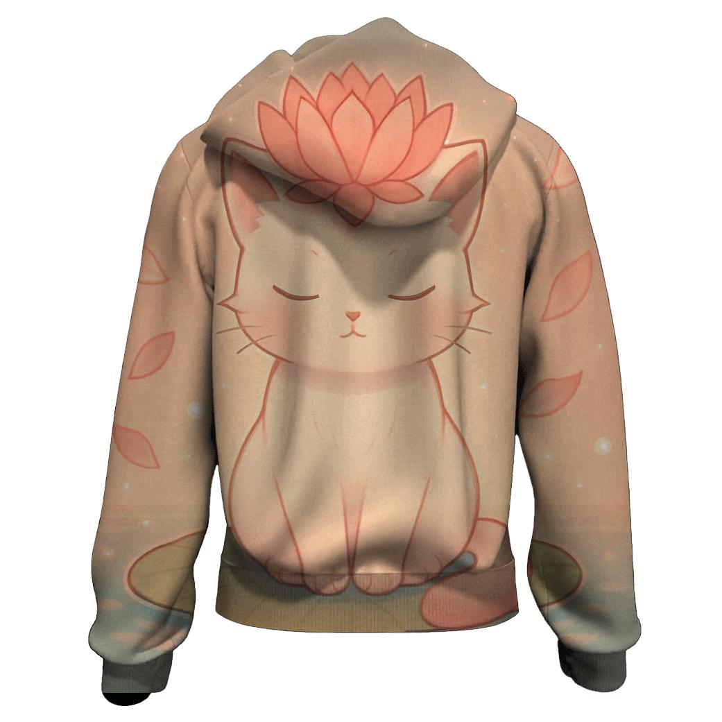 Floating Lotus Crown Cat printed hoodies