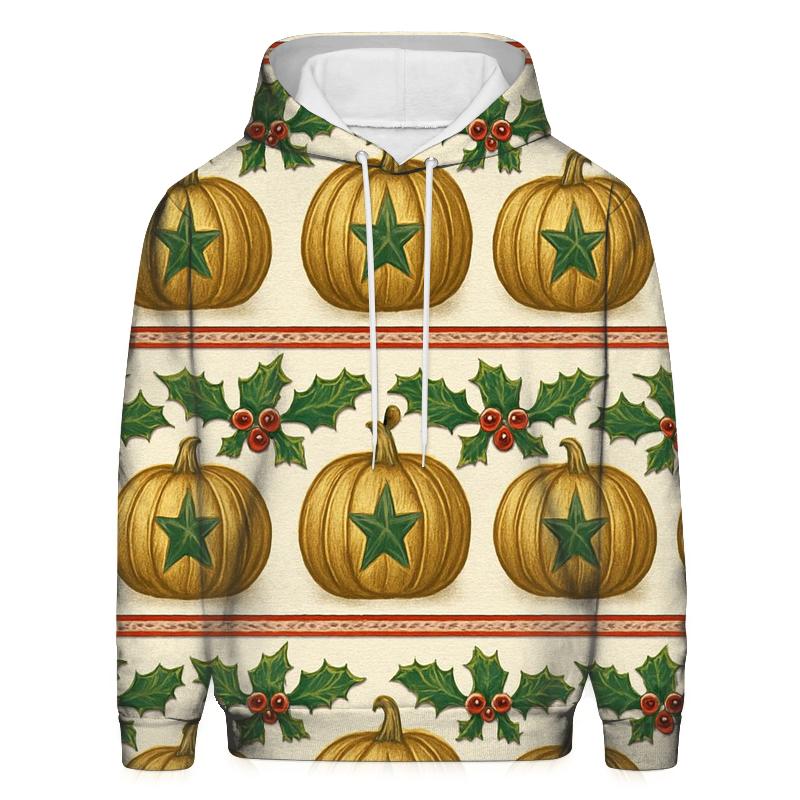 Golden Star Pumpkin Border Stripes On Ivory Background hoodies fashion