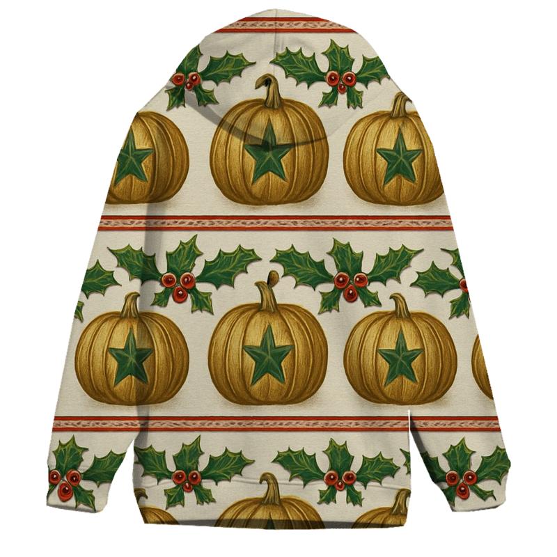 Golden Star Pumpkin Border Stripes On Ivory Background hoodies fashion