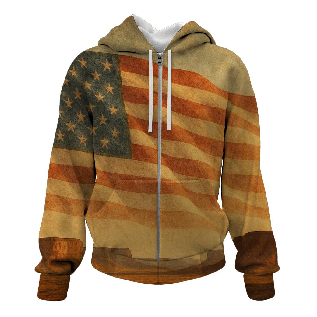 Vintage Frontier Flag Horizon hoodies fashion