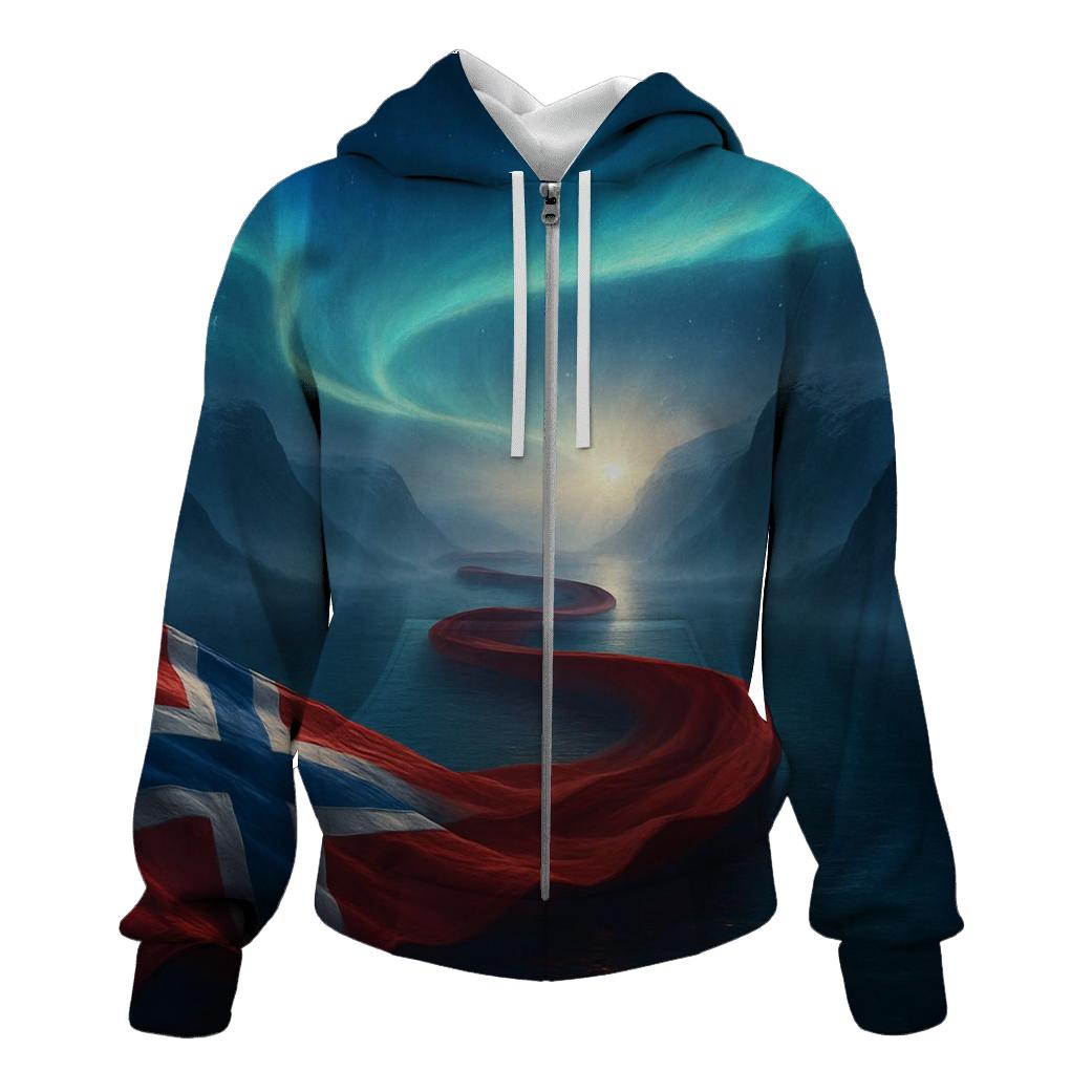 Norway Fjord Ribbon Aurora designer hoodies