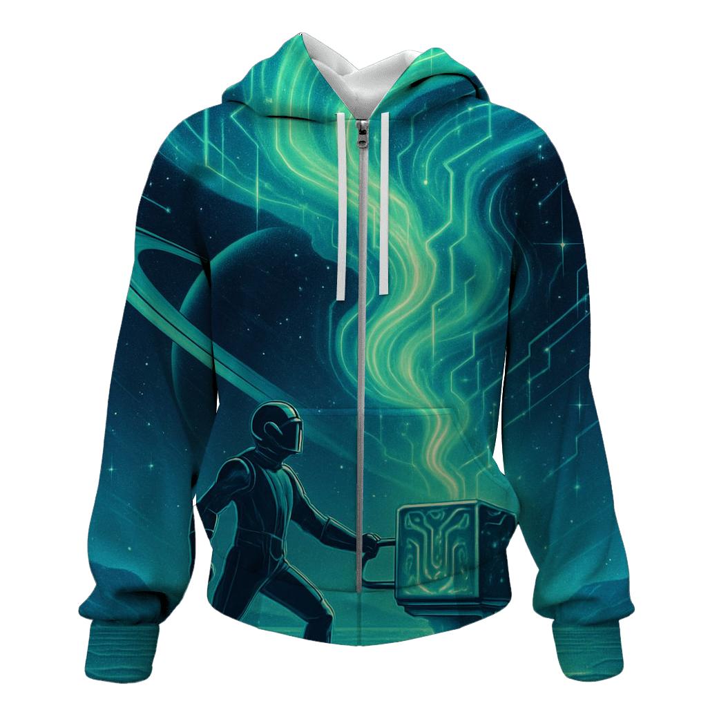 Aurora Engine Over The Ice Moon printed hoodies