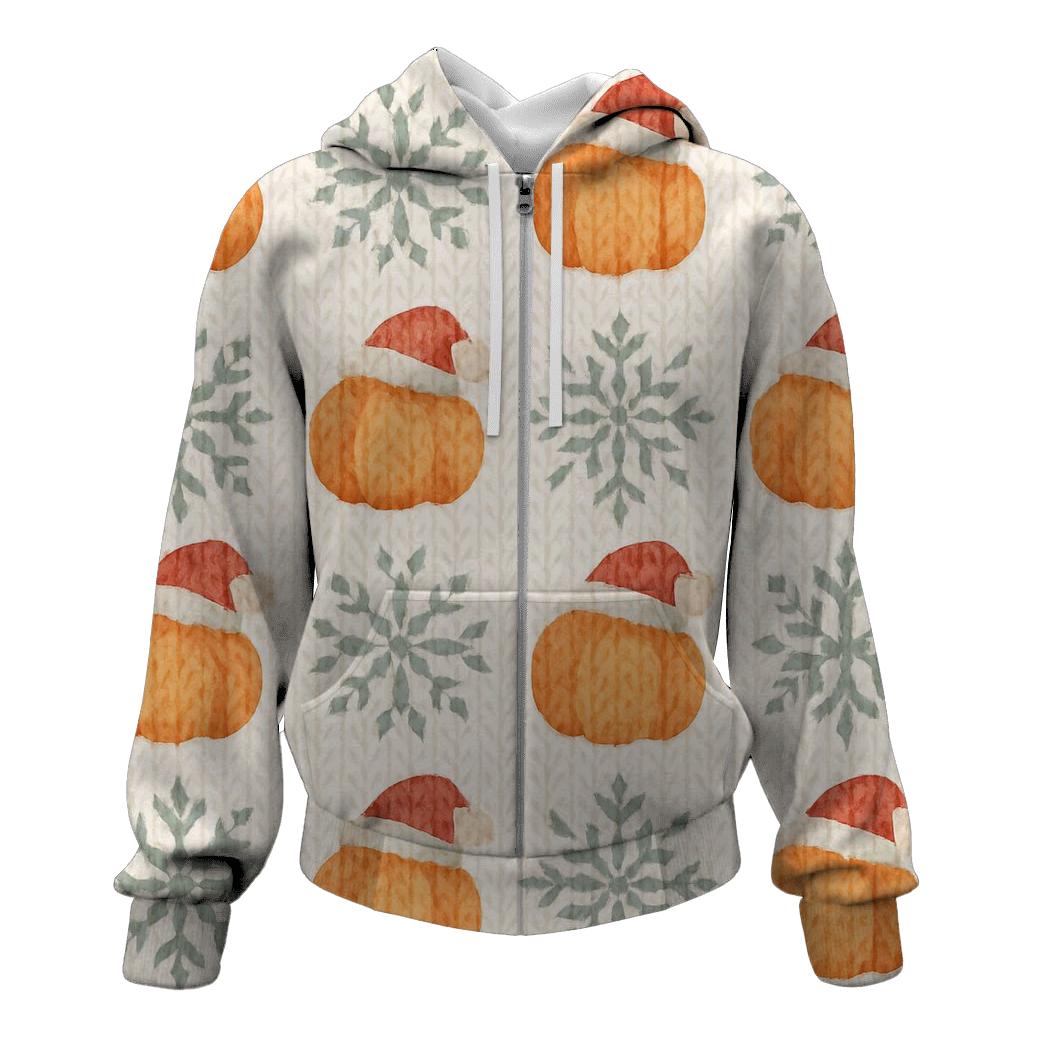 Ivory Knit Pumpkin Snowflake Grid On White Background designer hoodies