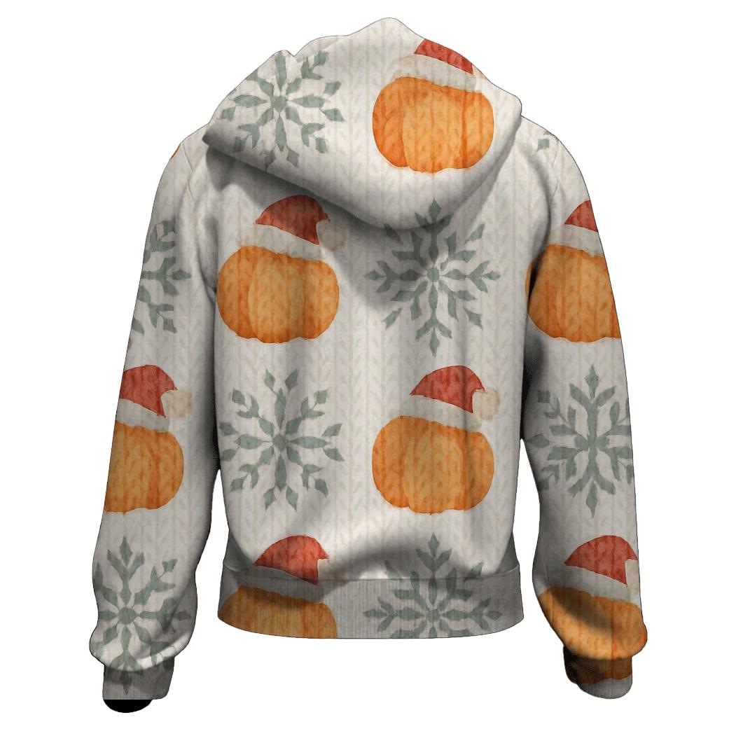 Ivory Knit Pumpkin Snowflake Grid On White Background designer hoodies