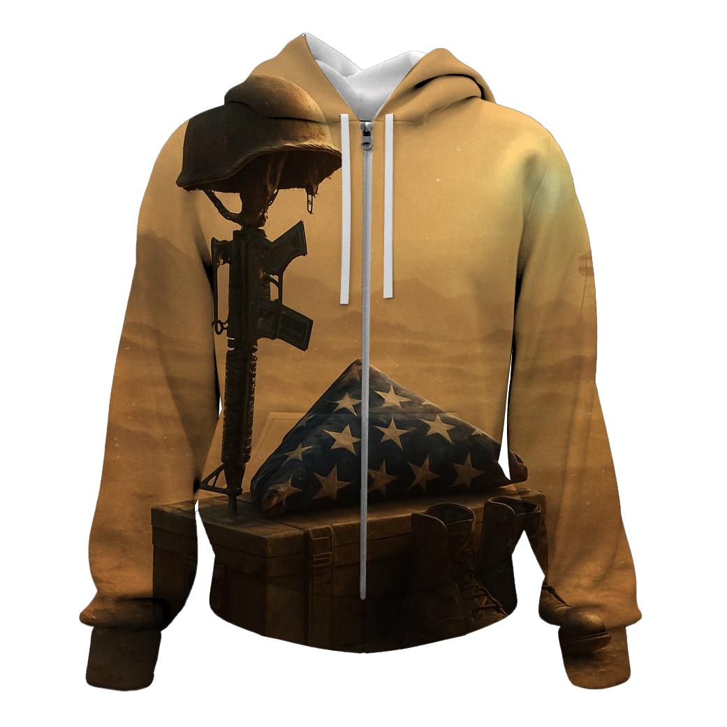 Folded Flag Memorial In Desert Silence hoodie designs