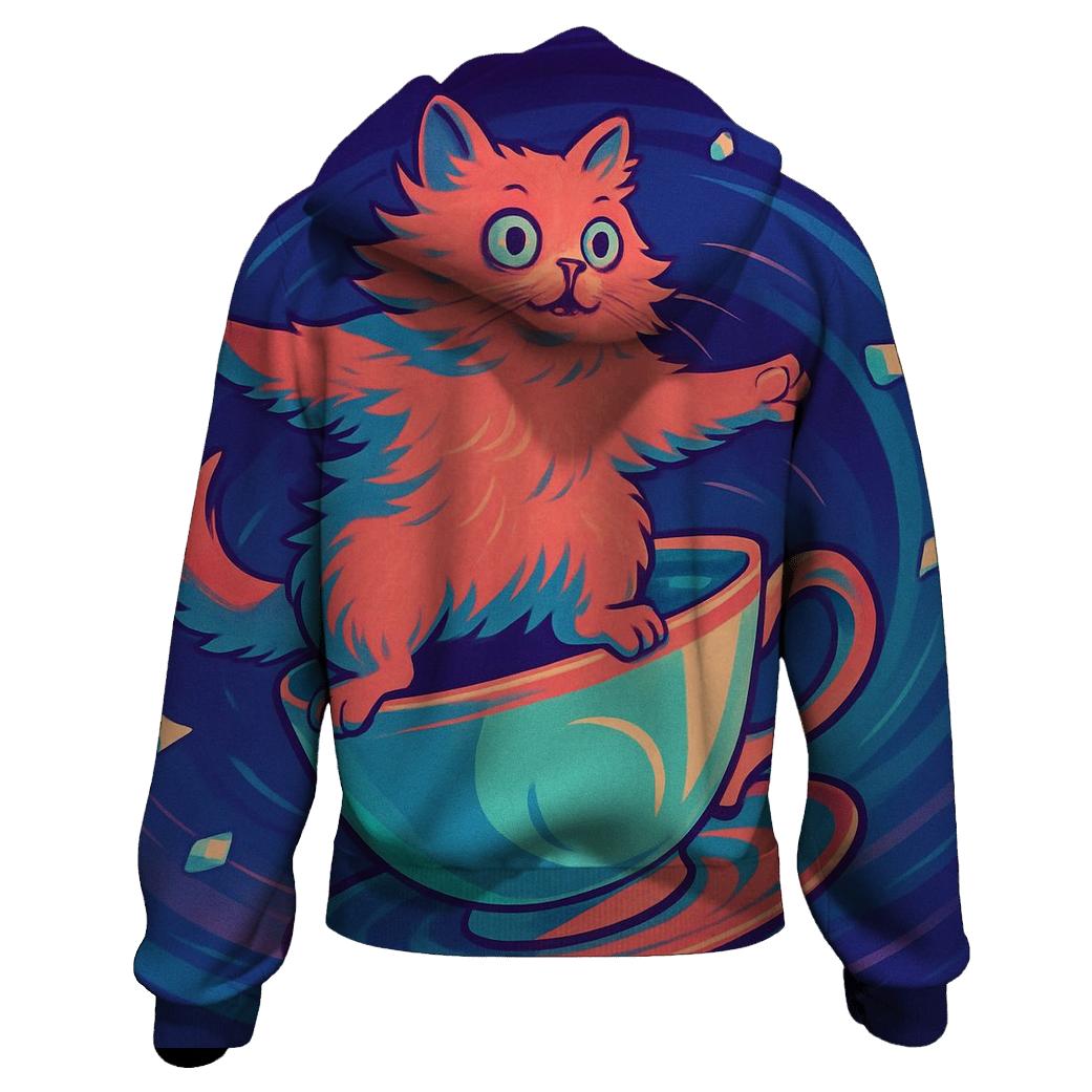 Surreal Teacup Carousel Cat heavyweight hoodies