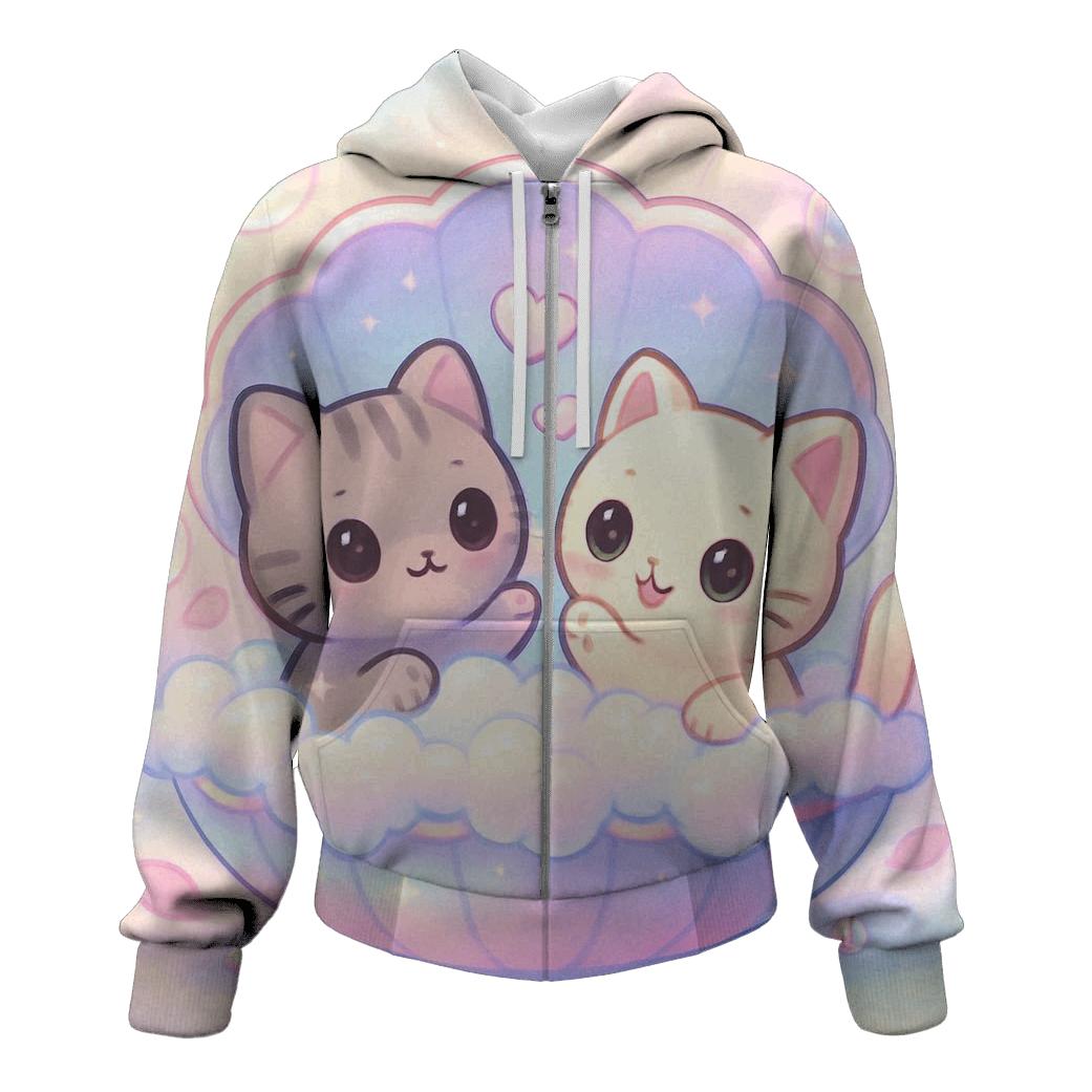 Rainbow Bubble Bath Cats designer hoodies