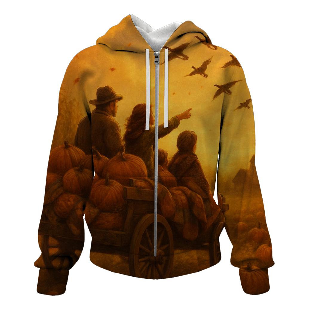 Pumpkin Patch Sunset Wagon Ride heavyweight hoodies