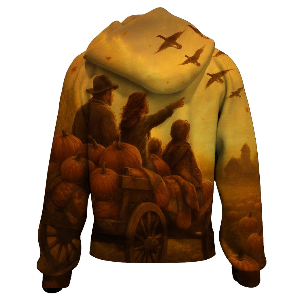 Pumpkin Patch Sunset Wagon Ride heavyweight hoodies
