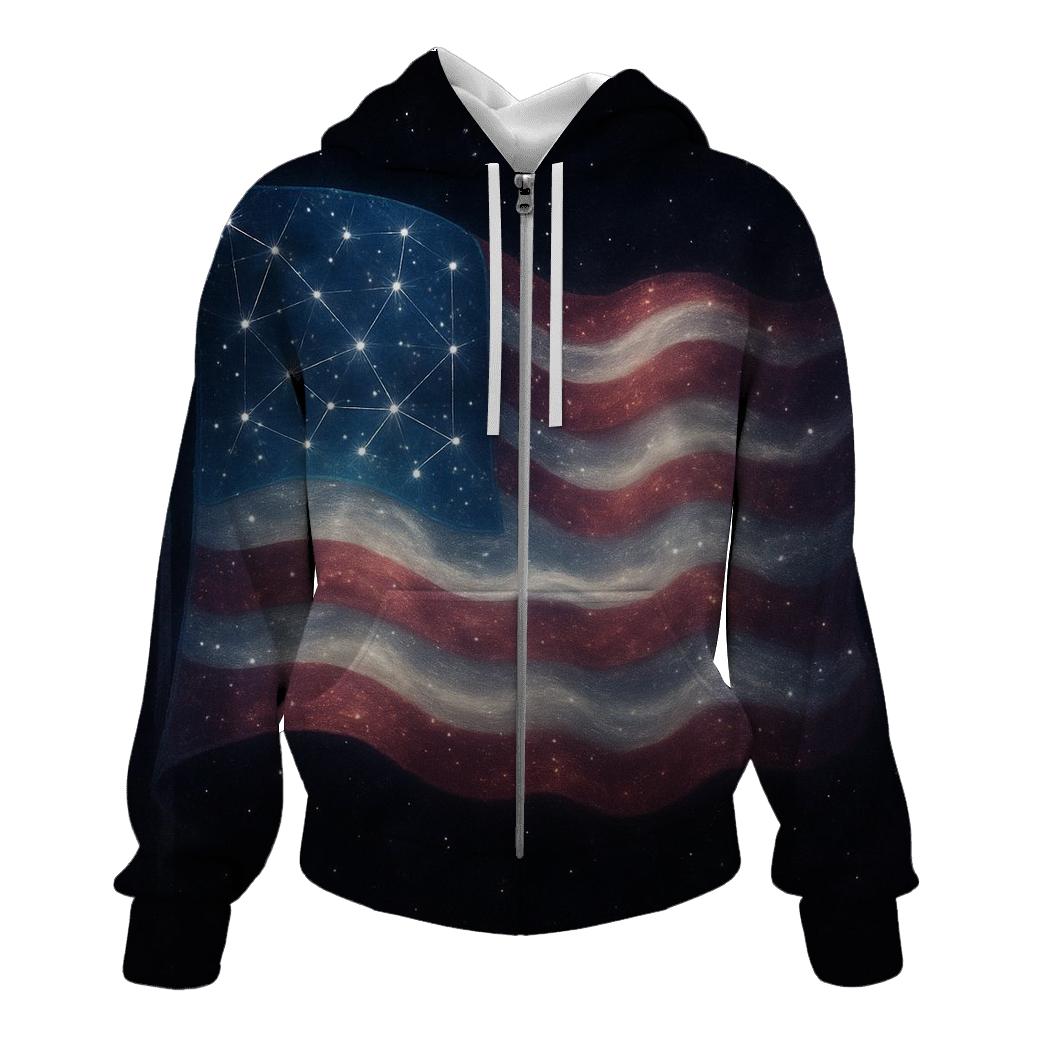 Starlit Flag Constellation Weave pullover hoodies